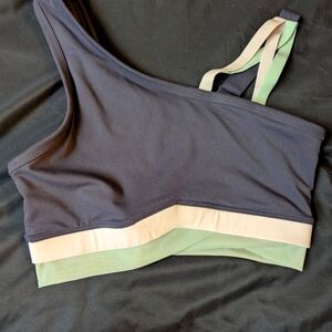 Fabletics Gray Crossover Sports Bra